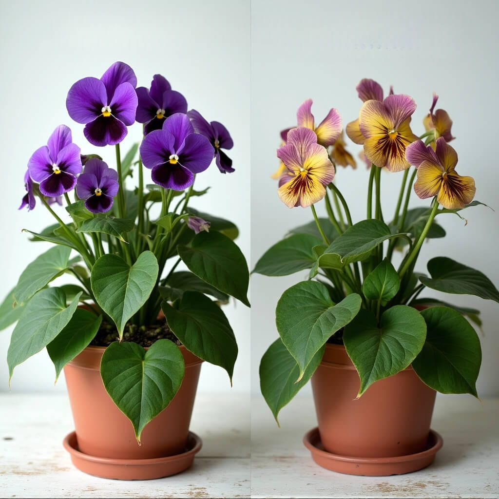 Imagen ilustrativa de los problemas comunes de la violeta africana
